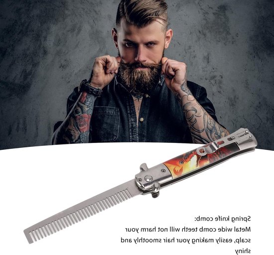 Vouwbare Push Button Pocket Kam van RVS, Ideaal voor Kappers, Thuisgebruik en Reizen, Compact en Handig van Merkloos