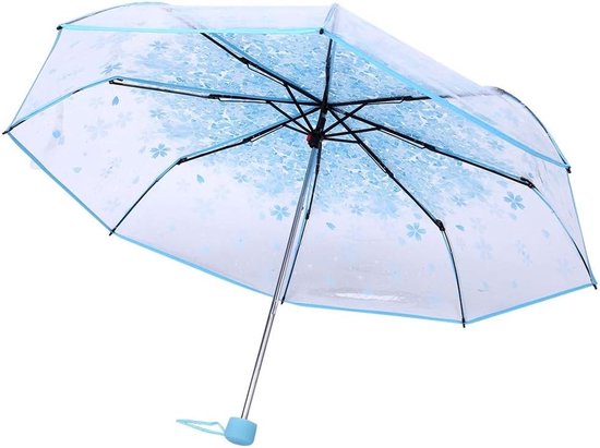 Vouwbare Transparante Paraplu met Kersenbloesem Design, Sterke Handgreep, Ideaal voor Dames en Heren, Perfect voor Regenachtige Dagen en Modebewuste Uitjes van Merkloos