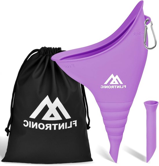 Vrouwelijk urinatietoestel in paars silicone, handig voor onderweg, discreet en herbruikbaar van Merkloos