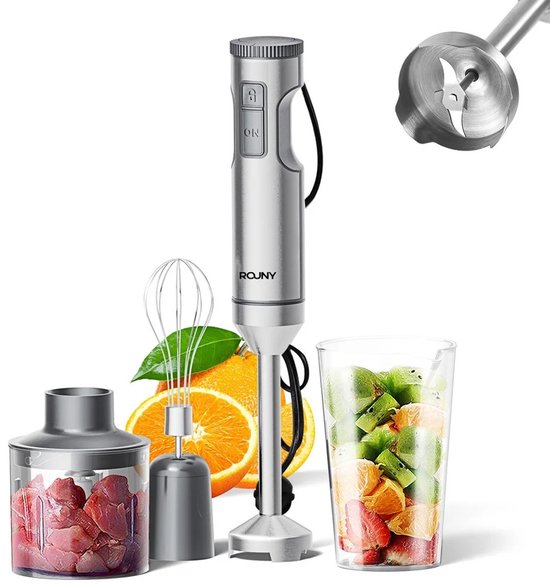 Vurnomi Staafmixer - Hakmolen - Hand blender - Blender set - Soepmixer - Smoothie mixer - Hakker - 4 - in - 1 - Krachtig -RVS van Vurnomi