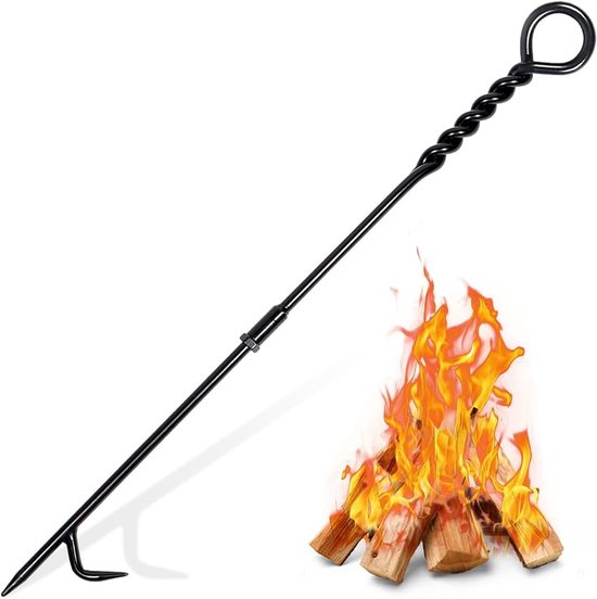 Vuurpoker voor vuurplaats, 26 inch Twisted Rope Design Open Haard Poker, Verwijderbare en Draagbare Vuurkorf Accessoires, Heavy Duty Massief Stalen Open Haard Camping Fire Tool, Roestbestendige