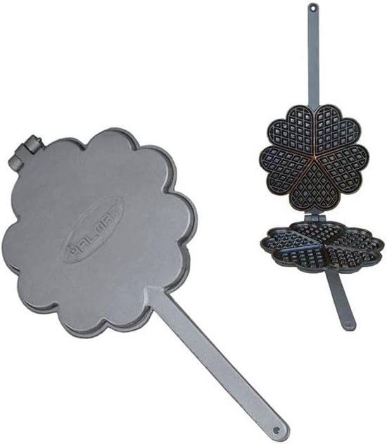 Wafelijzer Gietijzer - Hartvormige Wafels - Bakken Buiten - Draaibaar Middendeel - 27 cm Diameter - Zwart