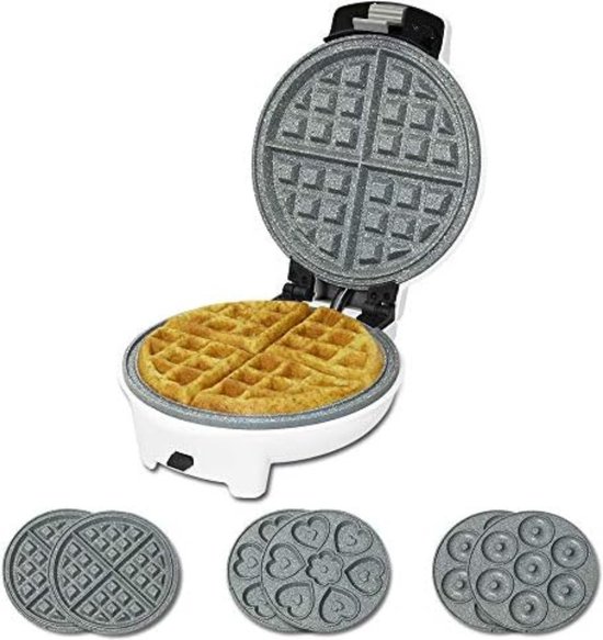 Wafelijzer met Verwisselbare Platen - Wafelijzer met Uitneembare Platen - Wafelijzer 3-in-1 - Wafelijzer Hartvorm - Wafelijzer Hartjes