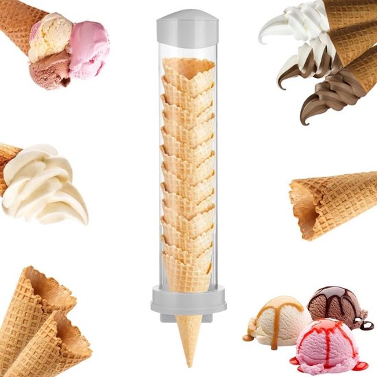Wafelkegelhouder - IJskegeldispenser - IJsmachines Gebruiken - Magnetische en Zelfklevende Platen - 16 x 33 Inch - Transparant
