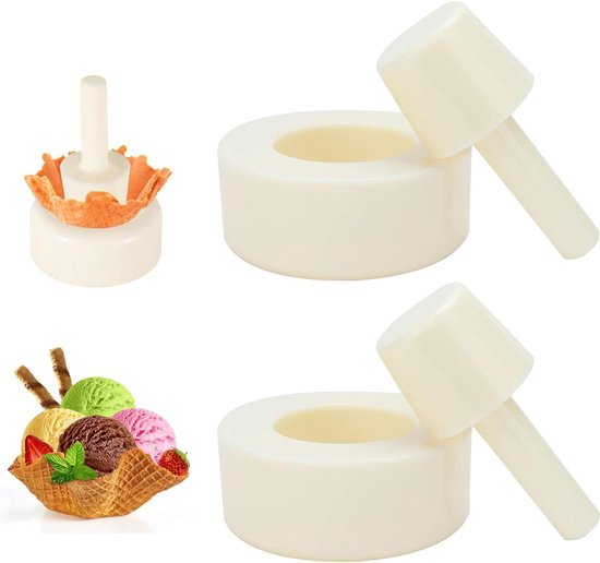 Wafelkegelmakers - IJsmachine Kegelvorm - Zelf IJs Maken - Hittebestendig ABS - 2 Stuks - Wit van Merkloos