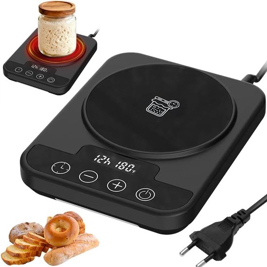 Warmhoudmat - Fermentatieverwarmer - Zuurdesem - Zuurdesem starter mat - Temperatuurregelbereik 21-43°C - Nauwkeurigheid 0.5°C - Timerfunctie 0-24 uur - Intelligent geheugen - Zwart