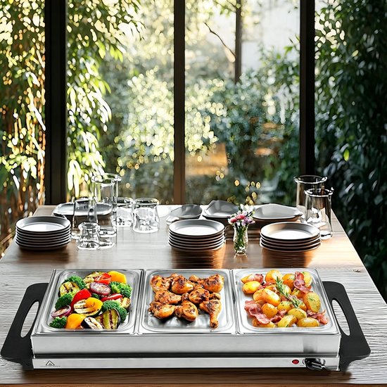 Warmhoudplaat Buffet - RVS - Elektrische Chafing Dish - Meerdere Warmhoudbakken - Voor Buffet en Catering