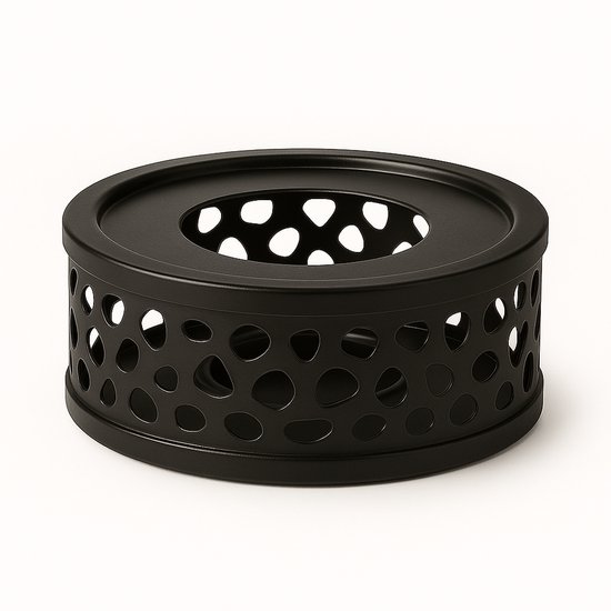 Warmhoudschaal - RVS Theepot Warmhouder - Rechaud met Waxinelicht - Theewarmer - Thee Warmhoudplaat - Theelichthouder - Tea Maker - Zwart