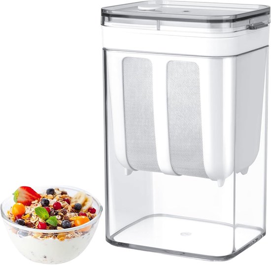 Wasbare Griekse Yoghurtzeef 1100ml met Ultra Dunne Mesh voor het Filtreren van Melk en Eiwitrijke Yoghurt, Ideaal voor Gezonde Snacks en Recepten