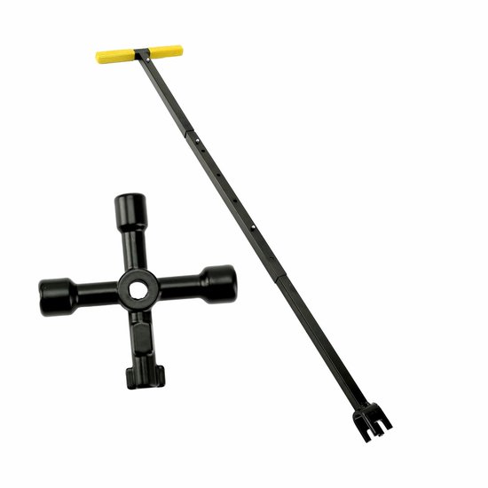 Water Meter Wrench, Folding Steel T-Handle, Water Wrench, Water Shut-Off Tool with 4 Multifunctional Wrenches for Valves, Taps, Repairs, 20 x 95 cm (Yellow Handle) van TOUGH MASTER
