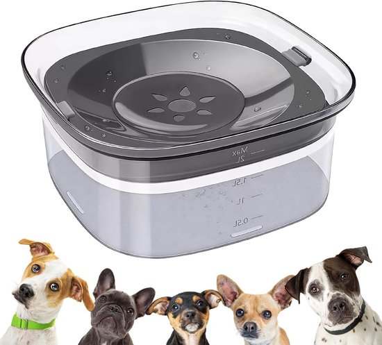 Waterbak voor honden en katten - 2L lekvrije en antislip drinkbak, ideaal voor huisdieren zonder morsen