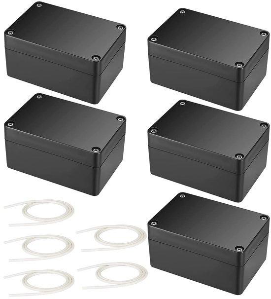 Waterdichte aansluitdoos voor buiten, 5 stuks, IP66, 58 x 83 x 34 mm, zwart, voor elektronische projecten en elektrische accessoires
