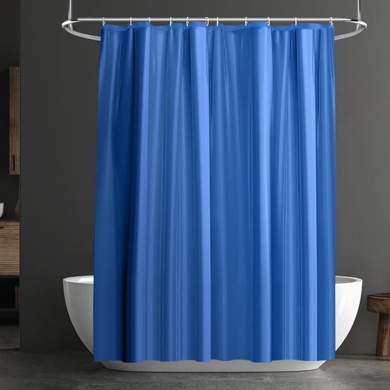 Waterdichte Douchgordijn van PEVA, Schimmelbestendig en Milieu-vriendelijk, Inclusief 12 Haakjes, 180 x 180 cm (Donkerblauw) - Perfect voor Badkamer en Douchecabine van Merkloos