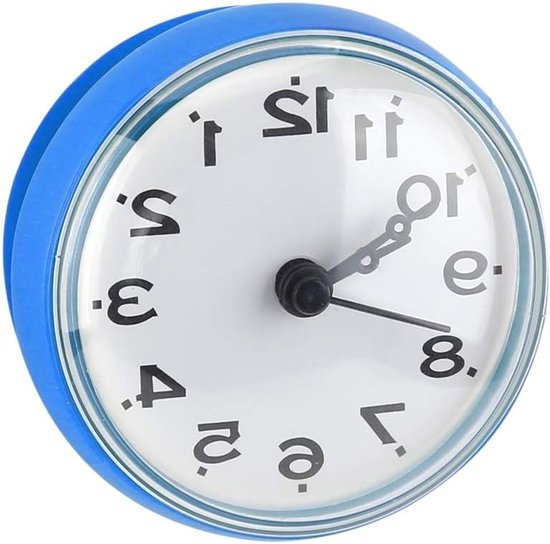 Waterdichte Mini Wandklok met Zuignap voor Badkamer, Keuken, Woonkamer en Slaapkamer - Blauw Decoratief Accessoire van Merkloos