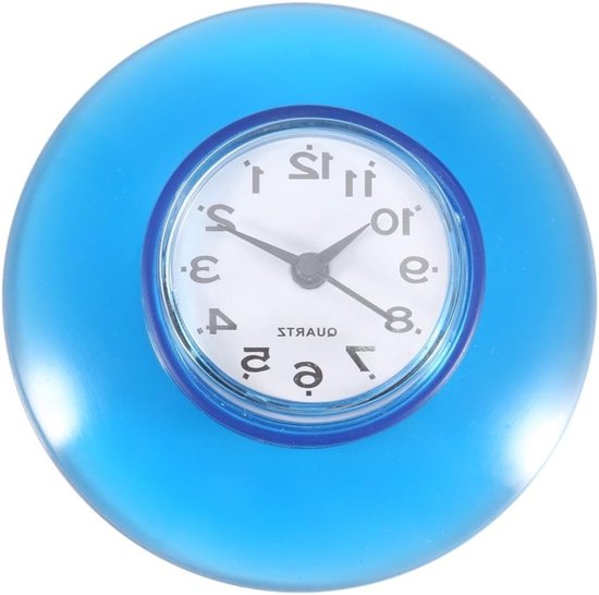 Waterdichte Ronde Mini Wandklok van Kwarts voor Badkamer, Keuken, Woonkamer en Slaapkamer - Blauw, Decoratie en Functioneel Accessoire van Merkloos