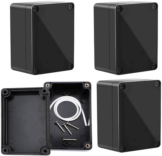 Waterdichte Verdeeldoos IP65, 4 Stuks Elektronische Behuizing, 65 x 58 x 35 mm, Aansluitdoos met Schroeven en Dichtstrips voor Binnen- en Buitentoepassingen, Elektrische Installaties en Beveiliging