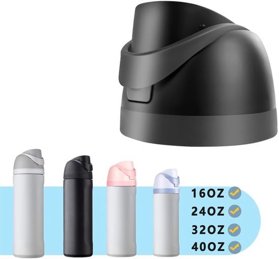 Waterflesdeksel Lekvrij - Geschikt voor 16oz/24oz/32oz/40oz - 2-in-1 Drinkopening - Kunststof - 8 x 6,5 cm - Lichtgewicht 85 g - Waterflesdop