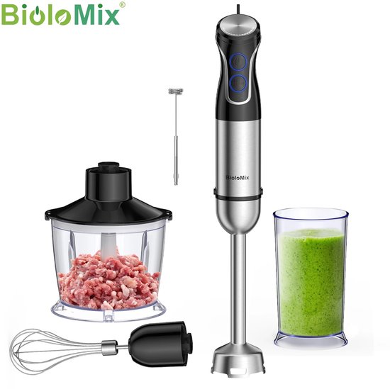 Waves - Staafmixer - Staafmixer set - Hakmolen - Melkopschuimer - Hand blender - Garde - Maatbeker - 5 in 1 - RVS messen - van Merkloos