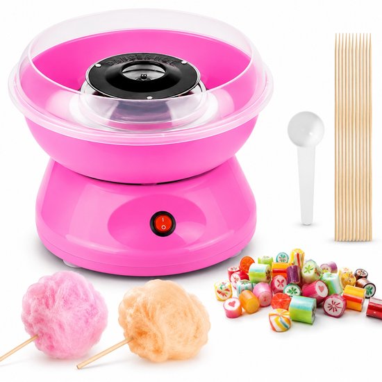 Waxels® Suikerspin Machine 450W – Elektrische Suikerspinmaker – Mini Cotton Candy Machine – Compacte Suikerspinmaker voor Thuis – Inclusief Maatlepel & Stokjes – Rood – EU Stekker