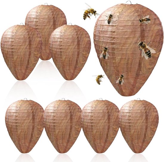 Weerbestendig kunst wespennest voor buitengebruik, set van 8 stuks, ideaal voor tuin en terras van Merkloos