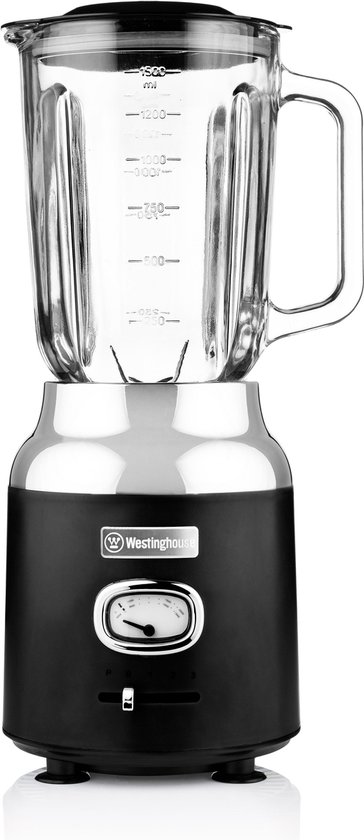 Westinghouse Retro Blender - Smoothie Maker - Zwart - 1,5 Liter - 600W van Westin