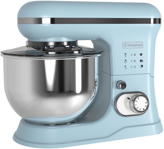 Westinghouse Retro Standmixer - 1200W - Keukenmachine 5L Mengkom - Keukenrobot - Keukenmixer - Foodprocessor - Blauw van Westinghouse