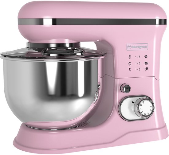 Westinghouse Retro Standmixer - 1200W - Keukenmachine 5L Mengkom - Keukenrobot - Keukenmixer - Foodprocessor - Roze van Westinghouse