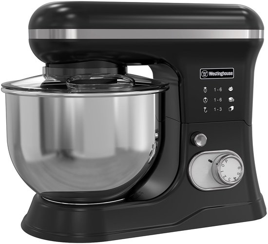 Westinghouse Retro Standmixer - 1200W - Keukenmachine 5L Mengkom - Keukenrobot - Keukenmixer - Foodprocessor - Zwart van Westinghouse