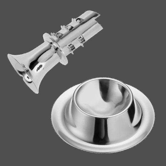 Westmark Set: 1 citroenpourer/mini sapcentrifuge + 1 standaard/houder, roestvrij staal, zilver, 629822E6 van Merkloos
