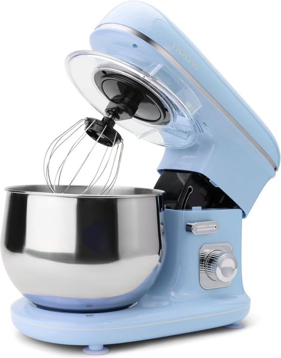 White-Label® Luxe Deegmachine met Spatbescherming - Deegmachine voor Zwaar Deeg - Met Deeghaak en Garde - Kneedmachine - Keukenmachine - Blauw van White-Label