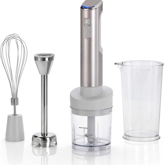 White-Label® Staafmixer Set - Hakmolen - Groentesnijder - Soepmaker - Draadloos - Grijs van White-Label