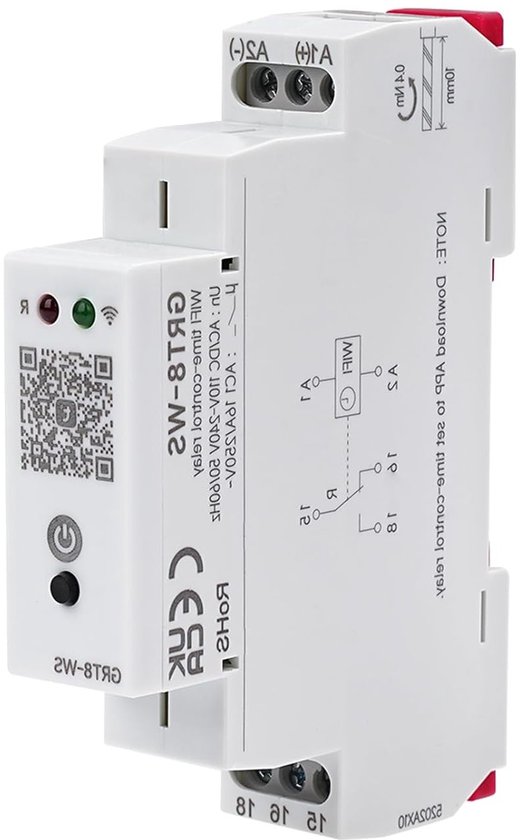 WiFi Schakelaar DIN Rail 16A met Kortsluitbeveiliging en TUYA App Besturing voor Slimme Huizen, Timer en Slimme Relais Schakelaar