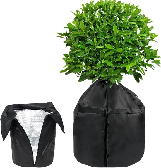 Wintertarpaulin voor buitenplanten, 45 x 50 cm, plantenbedekking, warmtebescherming, pot met rits en trekkoord, balkon, terras, tuin, vorstbescherming, tuinaccessoires, plantenbescherming