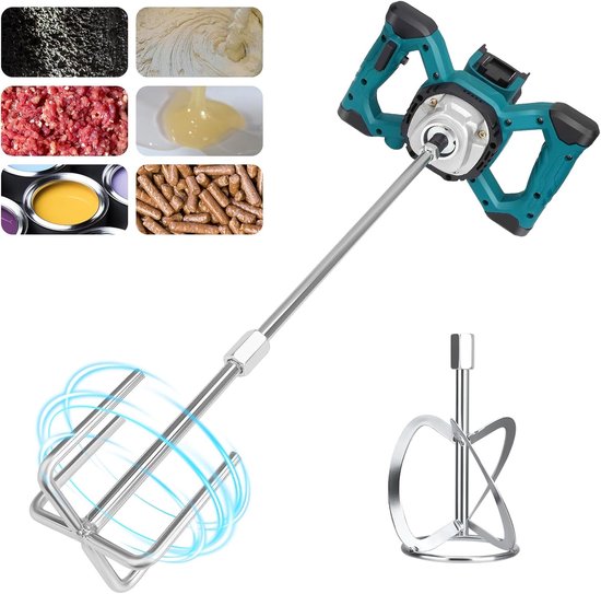 Wireless Cement Mixer Compatible with 18-21V Battery (without Battery), 3100 W, Electric Cement Mixer with 6 Speeds - ShopVlot