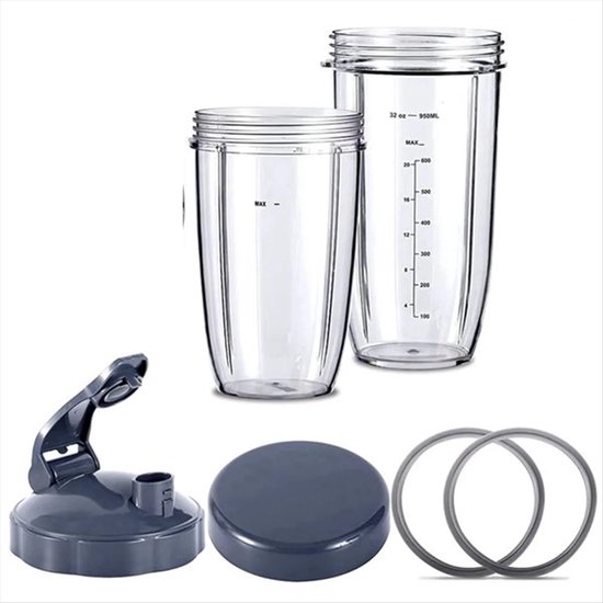 WiseGoods Premium Blenderaccessoire - Vervangende Bekers Voor Nutri Bullet 600W 900W - 32Oz & 24Oz Met Flip Top Deksel - 6 Stuks van Merkloos