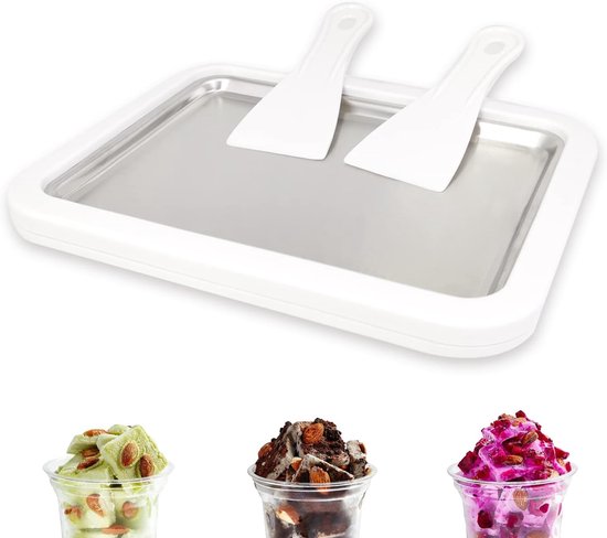 Wit Instant ijsmachine, ijsroller, bevroren yoghurtvorm, instant gelato pan/rol, zelfgemaakte doe-het-zelf-producten voor leuke ouder-kindactiviteiten voor het hele gezin