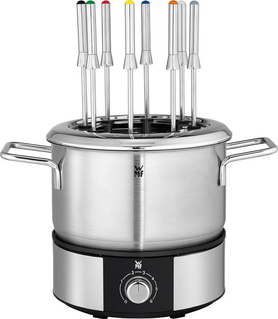 WMF Lono - Elektrische Fonduepan - 8 Fonduevorkjes - 1.5L - RVS - Warmhoudfunctie