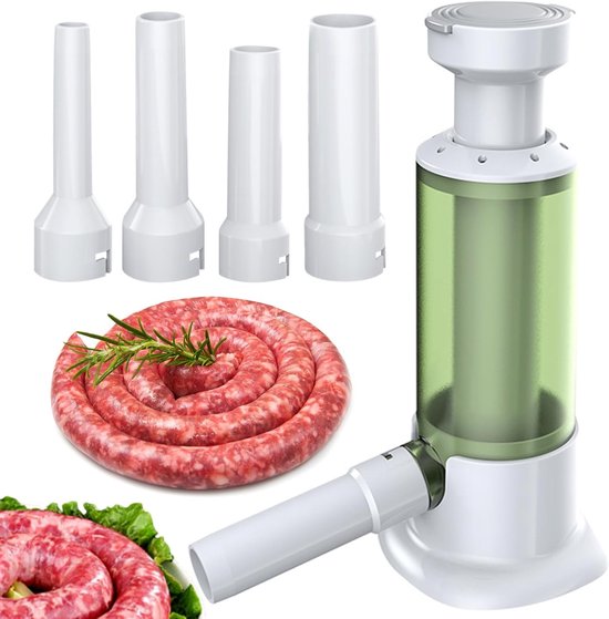 Worstvulgereedschap, Handleiding Plastic Worst Maker, Handmatige Worstmachine, Handmatige Worst, Worstvuller Voor Het Huishouden, Worstpers Met 4 Verschillende Vulbuizen, Keukengerei van Fusellier