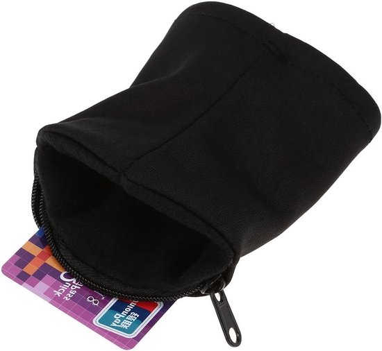 Wrist Bag met Fleece Rits voor Hardlopen, Reizen, Gym, Fietsen en Sport - Lichtgewicht Sleuteltas in Zwart van Merkloos