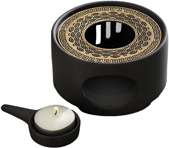 XEMM Rechaud - Warmhoudplaatje Theepot - Zwart met Koper Design - ø14,5 cm