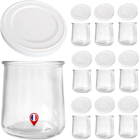 XL Glazen Yogurt Potten met Deksel - 200ml Persoonlijke Dessert Potjes voor Yoghurtmaker van Merkloos