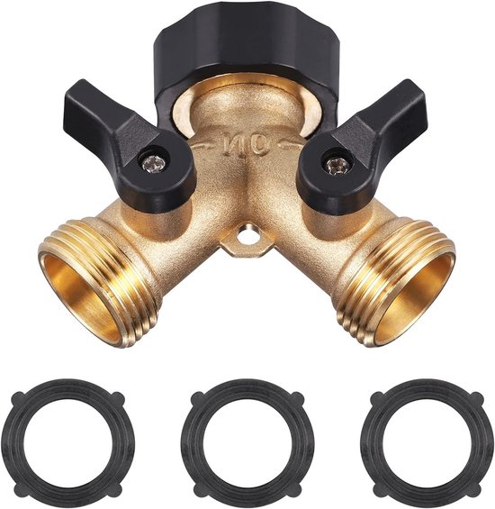 Y-vormige Messing Tuinslang Connector met 2 Uitgangen van 1.8 cm voor Waterkraan, Geschikt voor Wasmachine en Tuingebruik van Merkloos