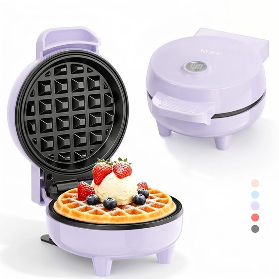 YASHE mini-wafelijzer - 10 cm - 550 W - antiaanbak - paars van YASHE®
