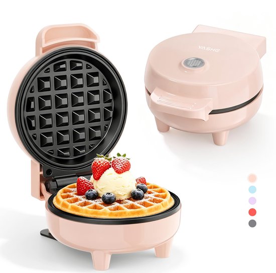 YASHE mini-wafelijzer - 10 cm - 550 W - antiaanbak - roze van YASHE®