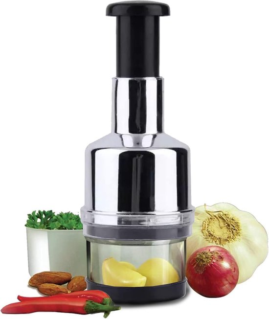 Ynkkvre - Groentehakker - Uienhakker - Uiensnijder - Keukenmachine - Hakmolen - Food Processor - RVS Messen - 2-in-1 Design