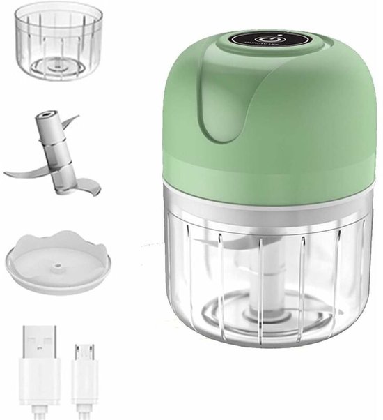 Ynkkvre - Keukenmachine - Mini Elektrische Hakker - Draadloos - 250 ml - Voor Knoflook, Groenten, Fruit, Uien, Vlees, Salades, Babygerechten, Kruiden van Ynkkvre