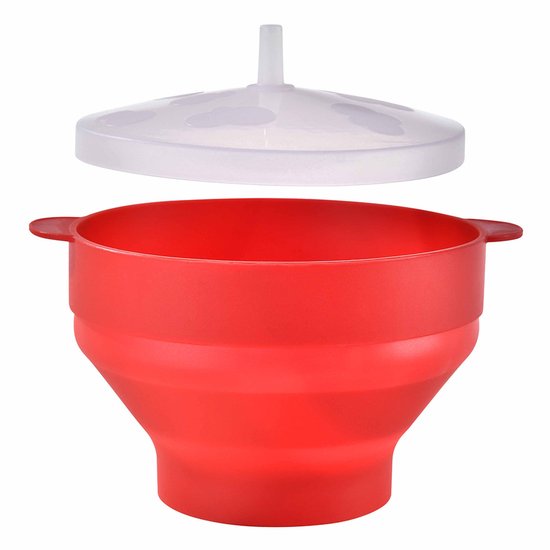 Ynkkvre - Magnetron Popcornbak - Magnetron Popcorn Kom - Inklapbare Popcornmaker - Geen Olie Nodig/Snel Garen - 1 Stuks - Thuisgebruik+Rood