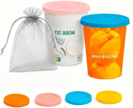 Yoghurt Deksel - Herbruikbare Deksel - Keuken Opslag - Vaatwasserbestendig - 95mm Diameter - U van Merkloos
