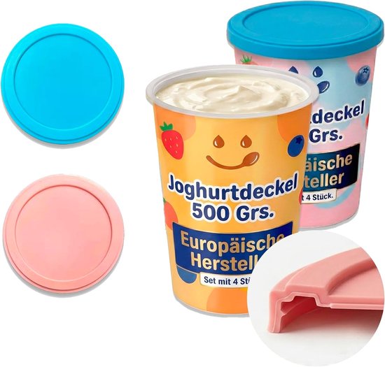 Yoghurt deksel - Siliconen deksel - Koelkast bewaren - Herbruikbaar alternatief - 95 mm diameter - Wit
