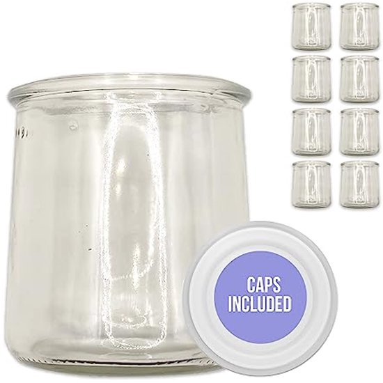 Yoghurtbeker met Deksel van 200 ml - Set van 8 Herbruikbare Dessertbekers van Merkloos
